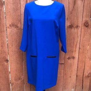 BHS cobalt blue dress black faux pockets